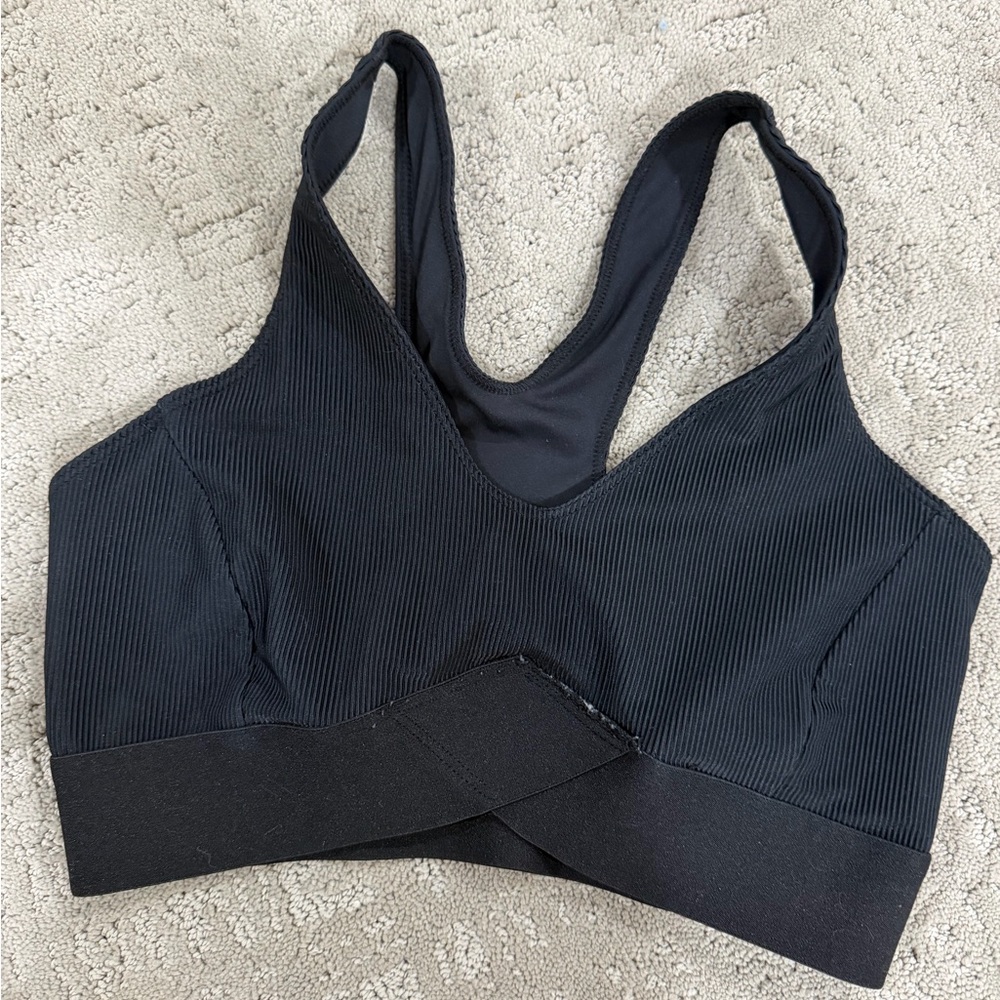 Ribbed Racerback Bralette - Black